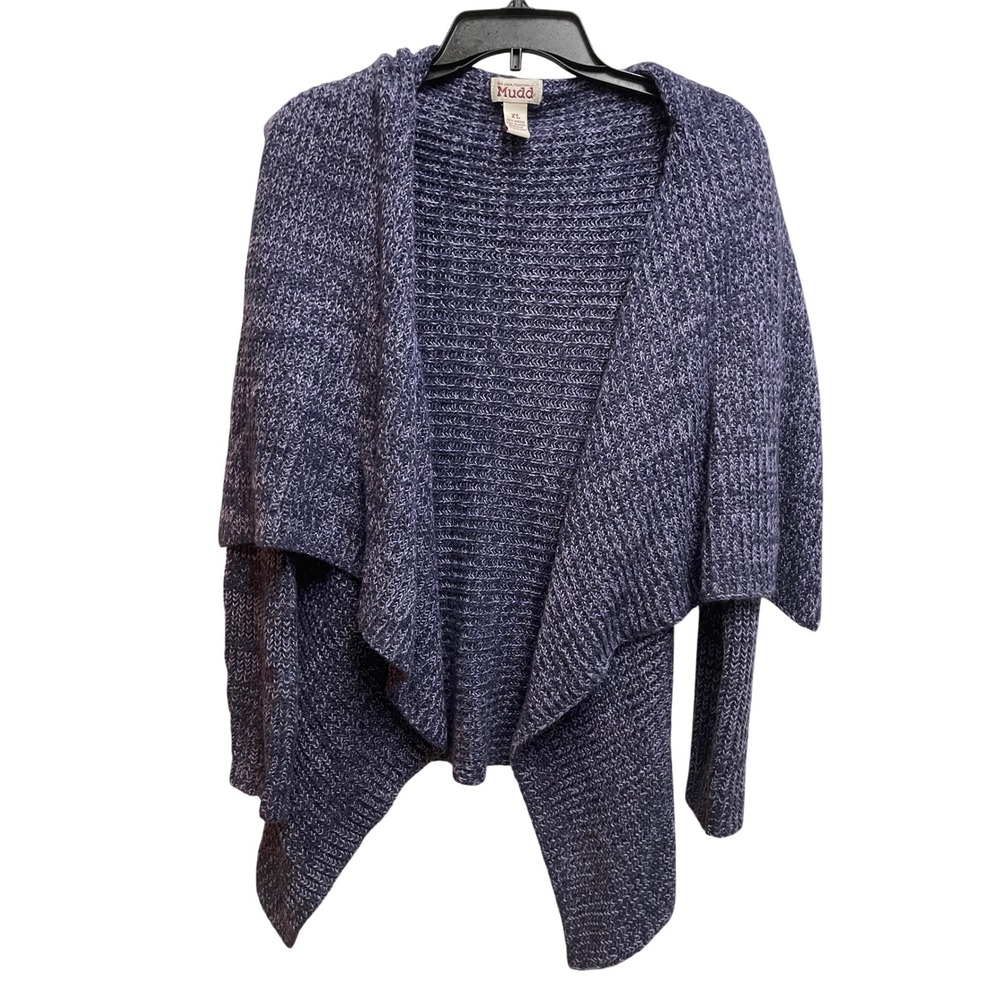 Mudd Womens XL Purple Marled Knit Waterfall Open Front Cardigan Sweater